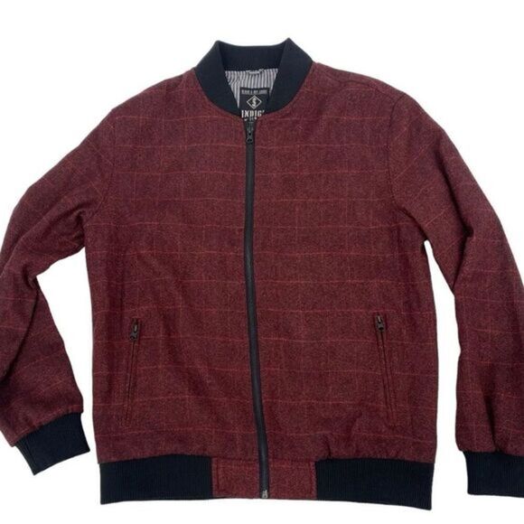 NWT Indigo Star Men’s Maroon Crimson Full Zip Bomber Jacket - Size Medium - Picture 1 of 9